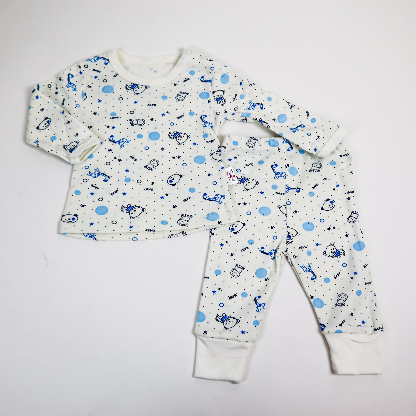 Pijama Baby, pentru bebelusi, din bumbac, bleu